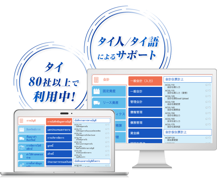 タイ人/タイ語によるサポート タイ80社以上で利用中!